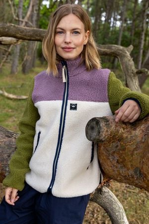 Danebirk Fleece Zip-Up Light Beige/Mauve/Olive