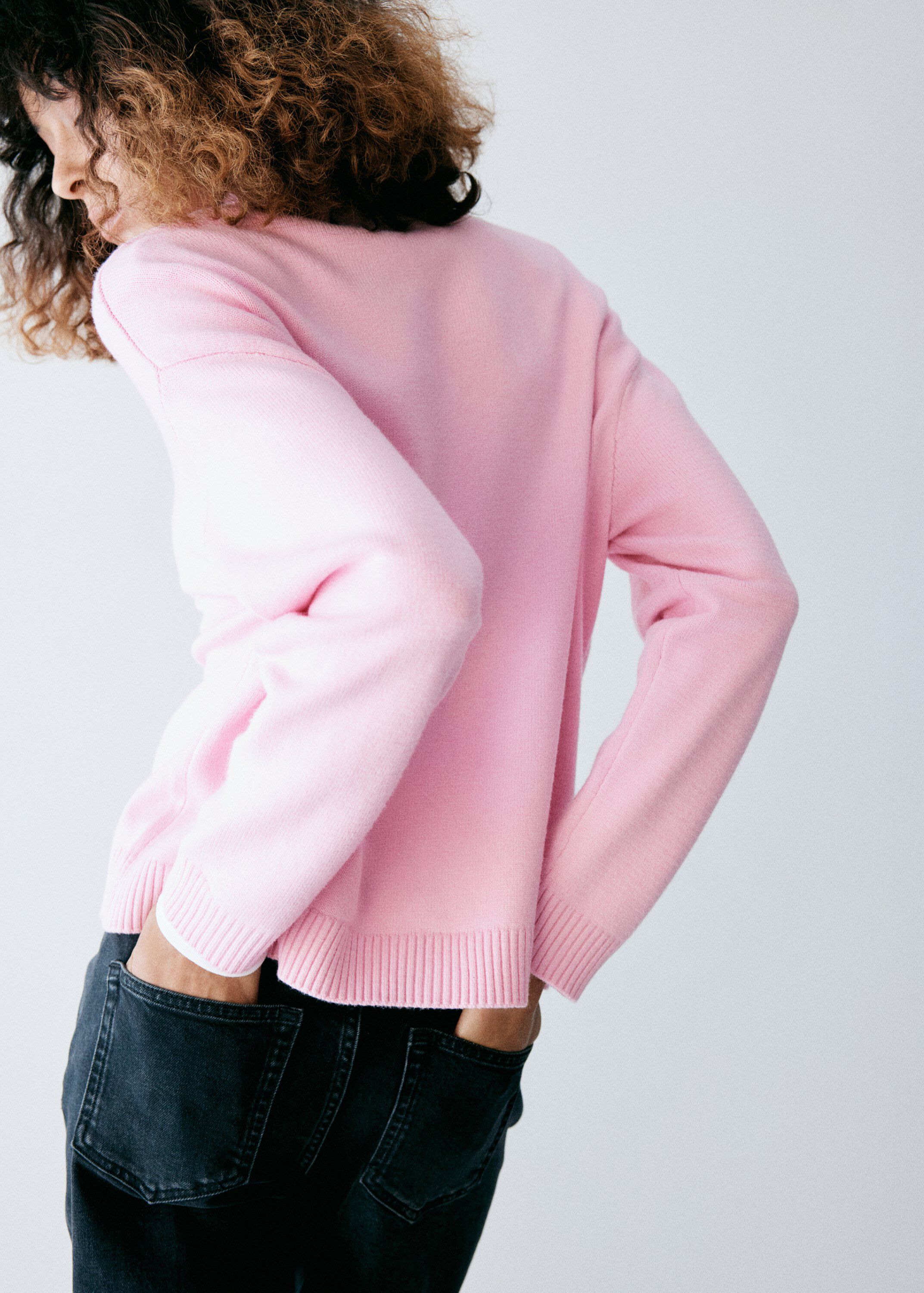 Striped sweater with perkins neck