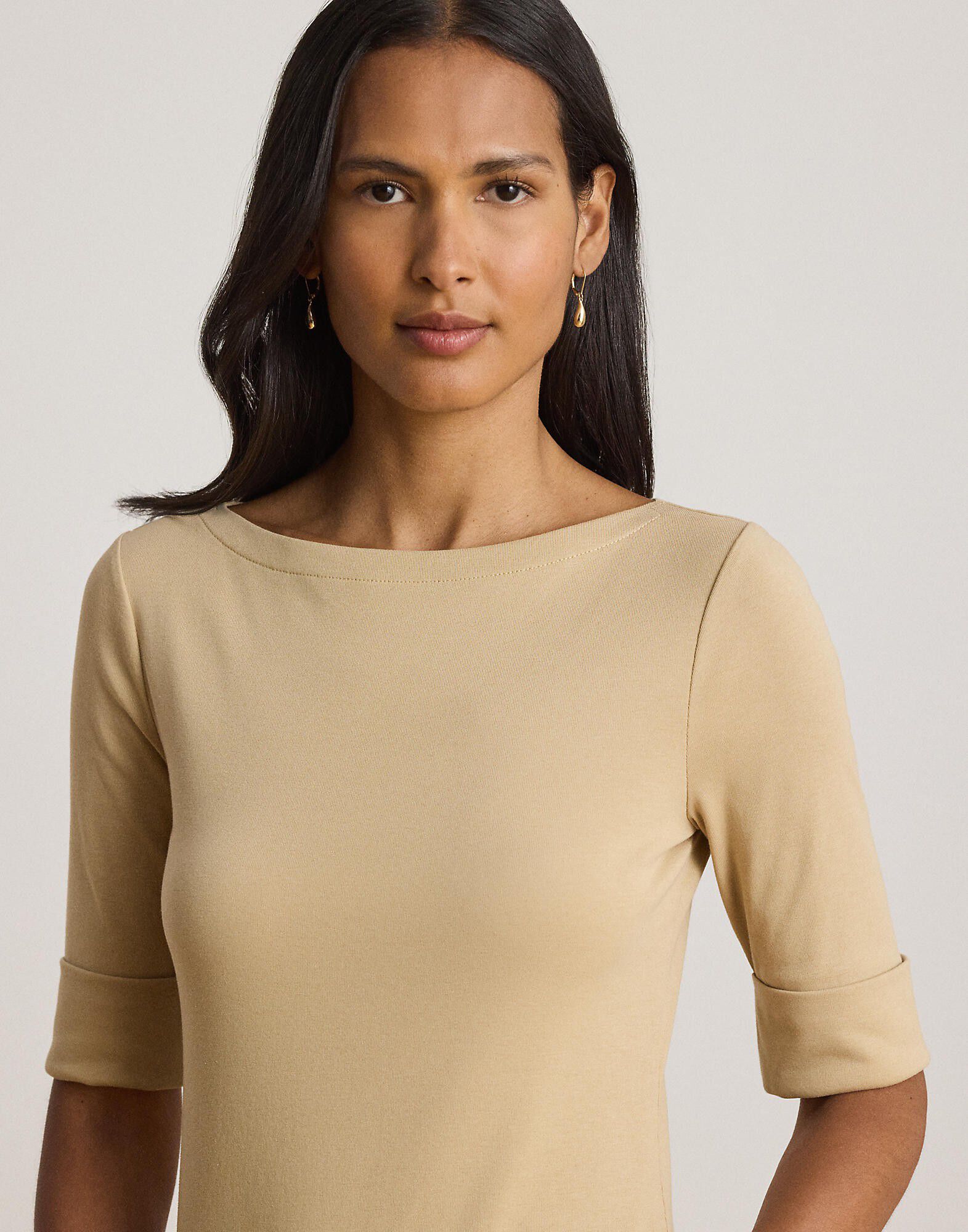 Stretch Cotton Boatneck Tee
