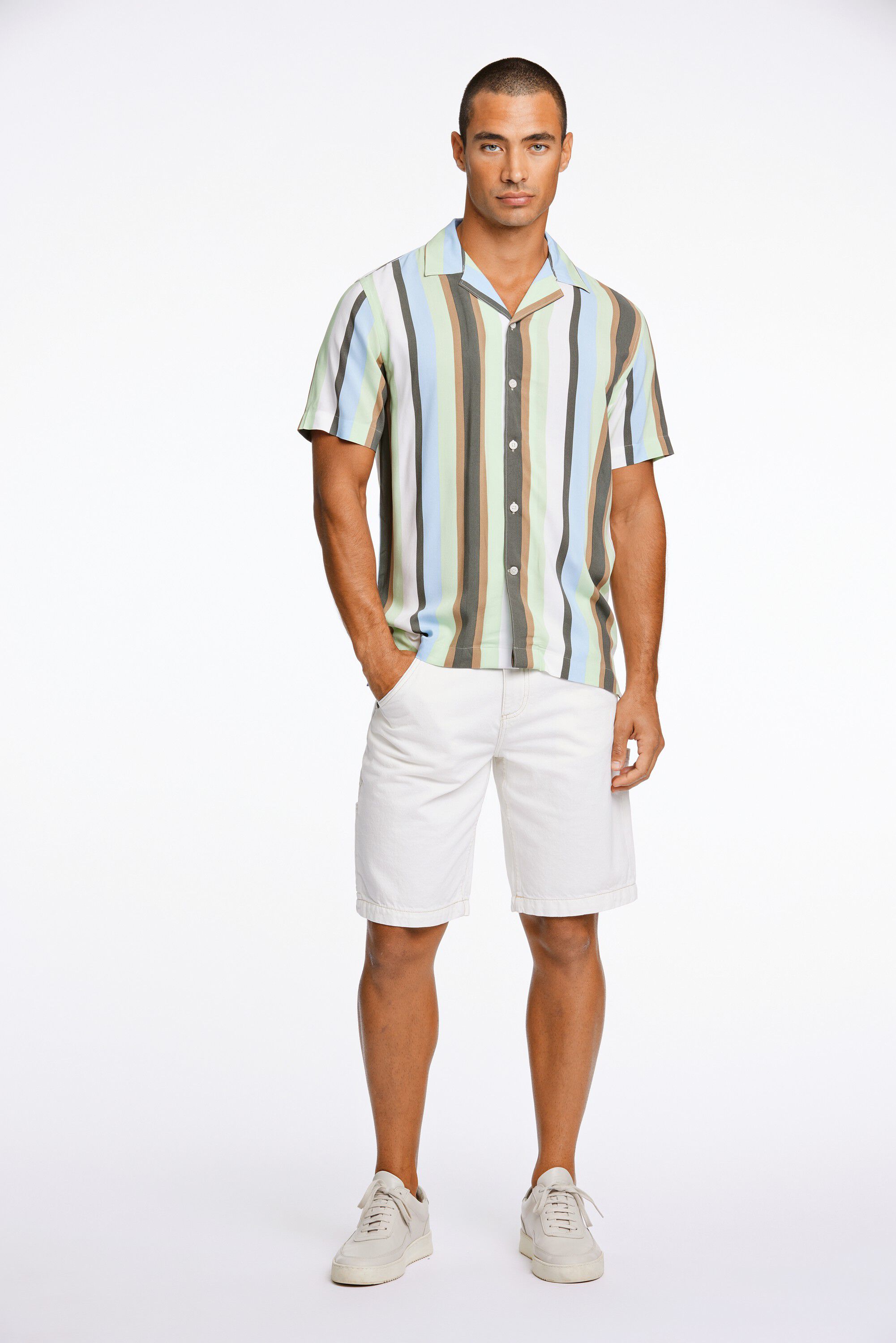 Bold stripe viscose shirt S/S