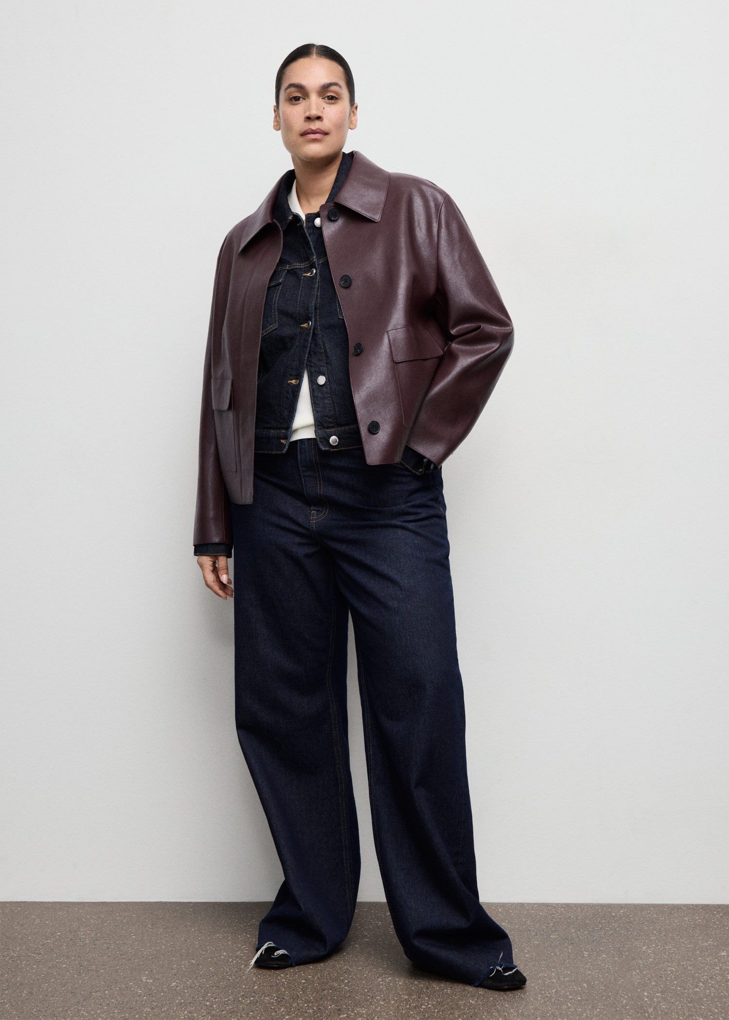 Faux-leather jacket with pockets