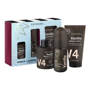 Vanilla + Almond Bath & Body Set - S&aelig;t med kropspleje