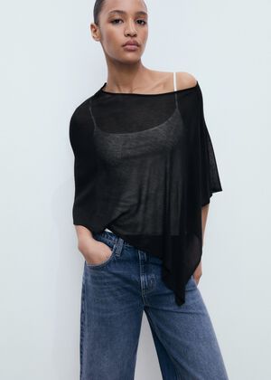 Asymmetrical knitted cape