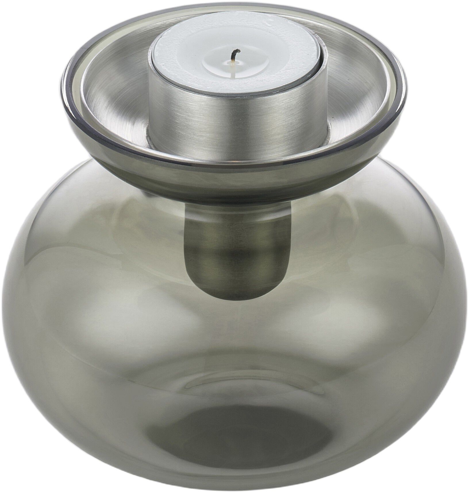 Vase/Lysestage Inu 11 x 10 cm Smoked Grey/Steel