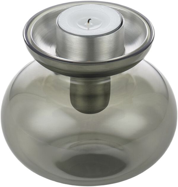 Vase/Lysestage Inu 11 x 10 cm Smoked Grey/Steel