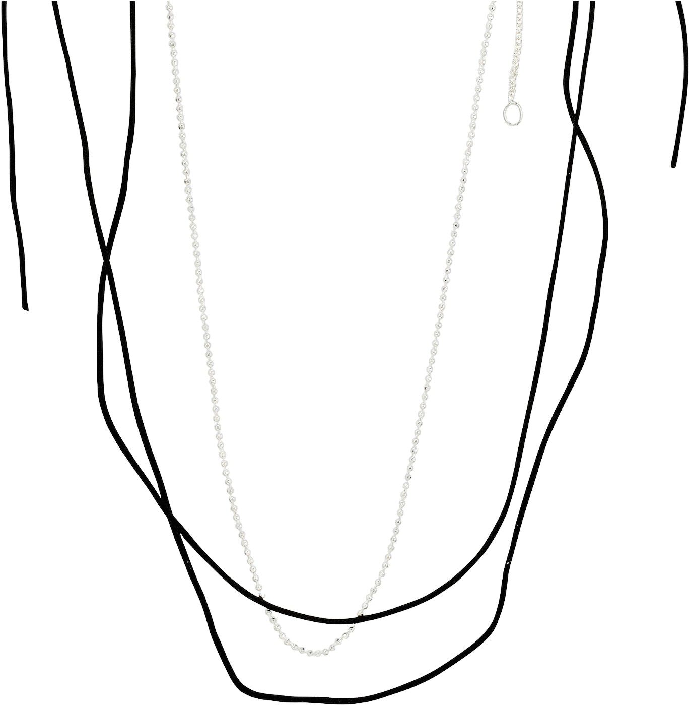 CHARM halsk&aelig;der 2-i-&eacute;t s&aelig;t, s&oslash;lvbel