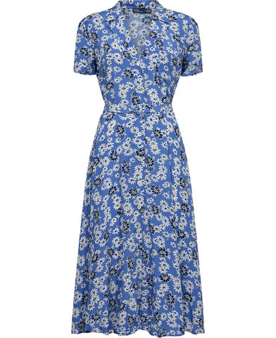 Floral Crepe Short-Sleeve Dress