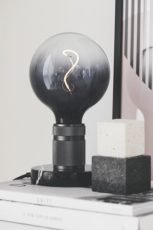 HALO Bordlampe E27, Gun-Black / Marmor fod