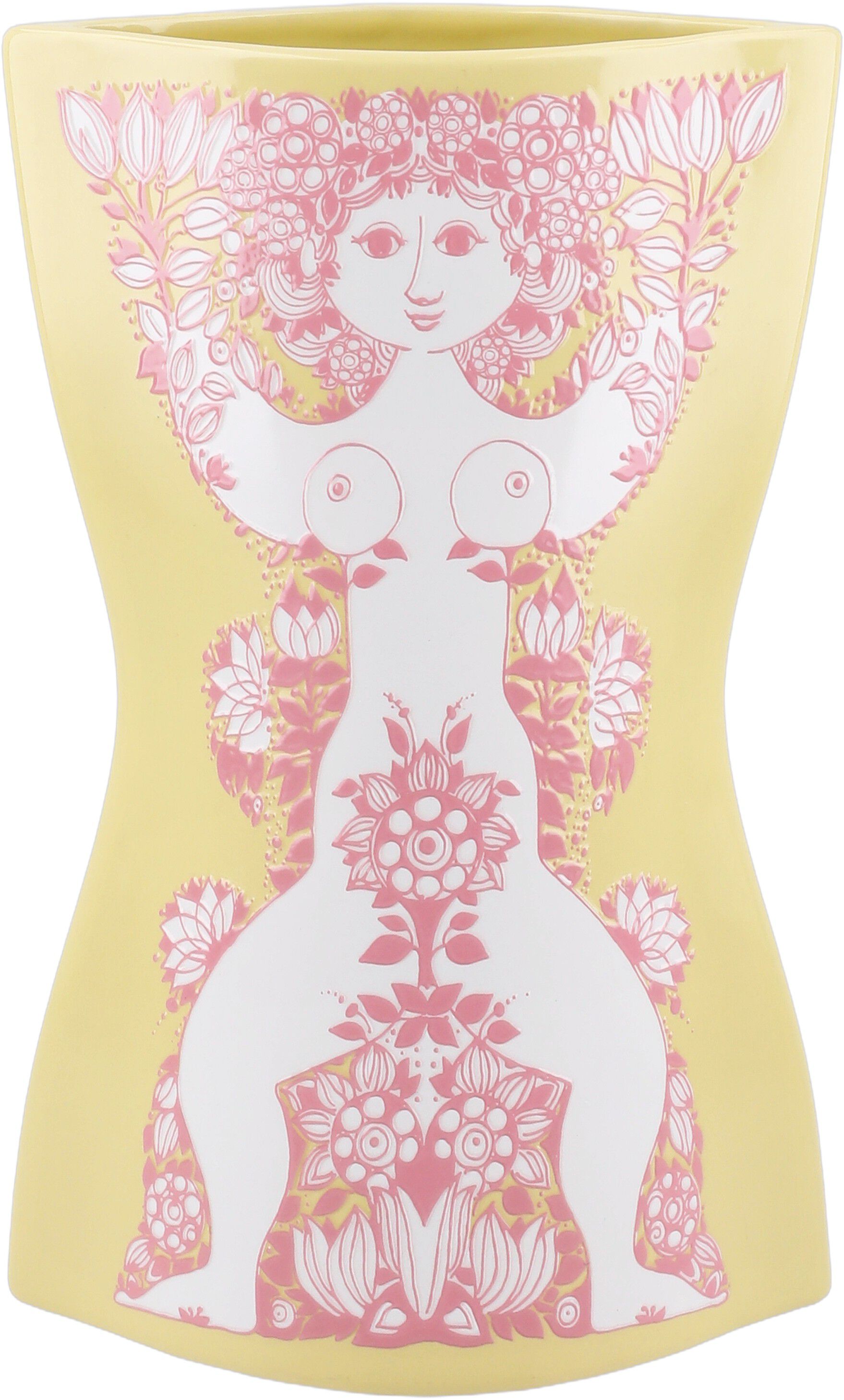 Nina Vase H22 cm gul/pink