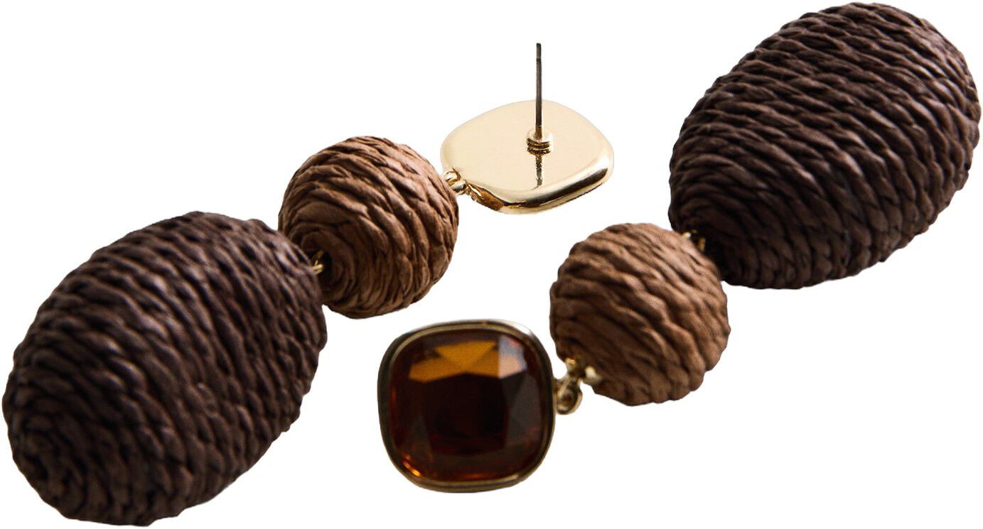 Natural fibre hanging earrings