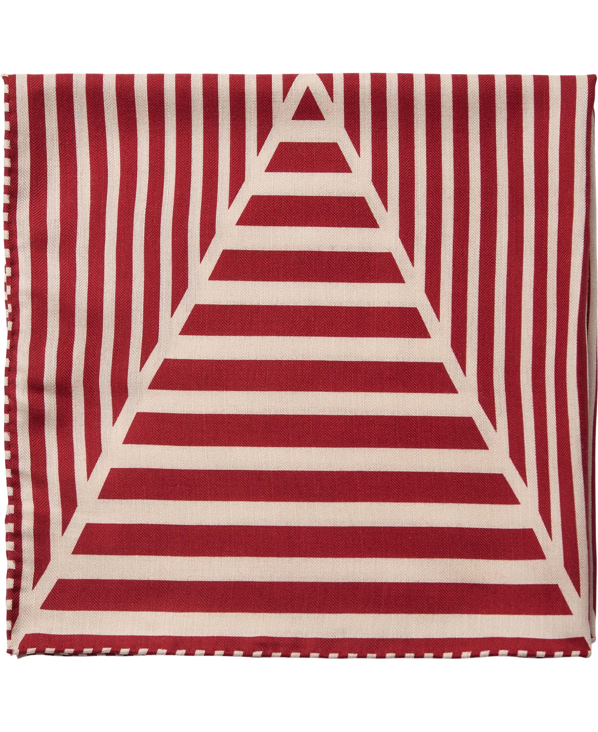 Geometric wool / silk Scarf - 61x61cm - Geometric Red