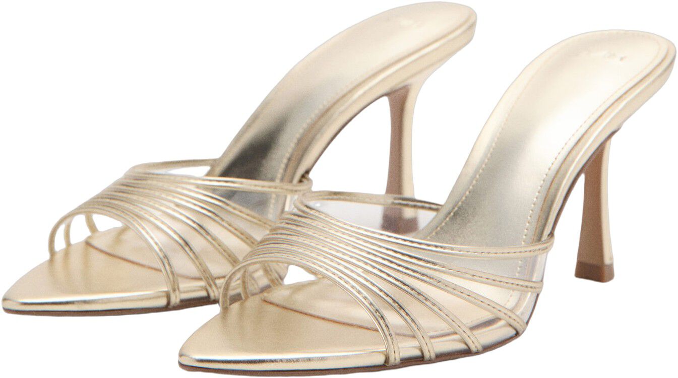 Metallic strappy heeled sandal