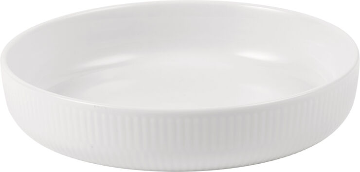 Hvid Riflet ovnfast fad rundt 18,5 cm.