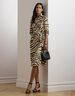 Zebra-Print Tie-Front Crepe Shirtdress
