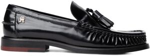 New York Label Shiny Leather Tassel Loafers