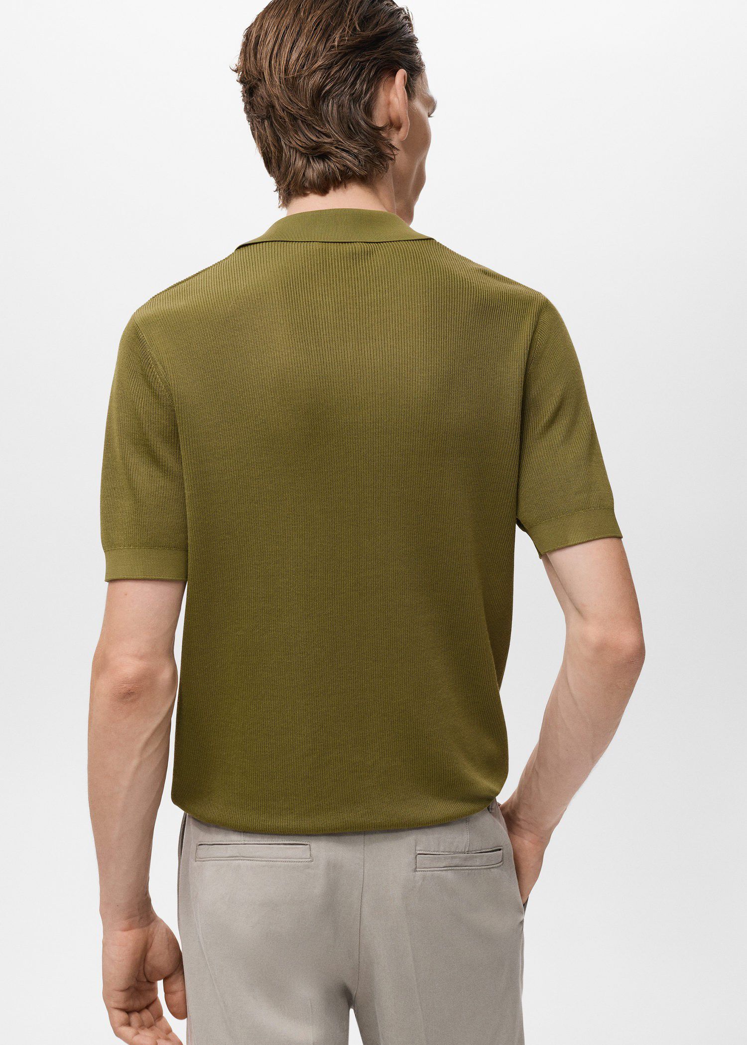 Cotton polo shirt with microstructu