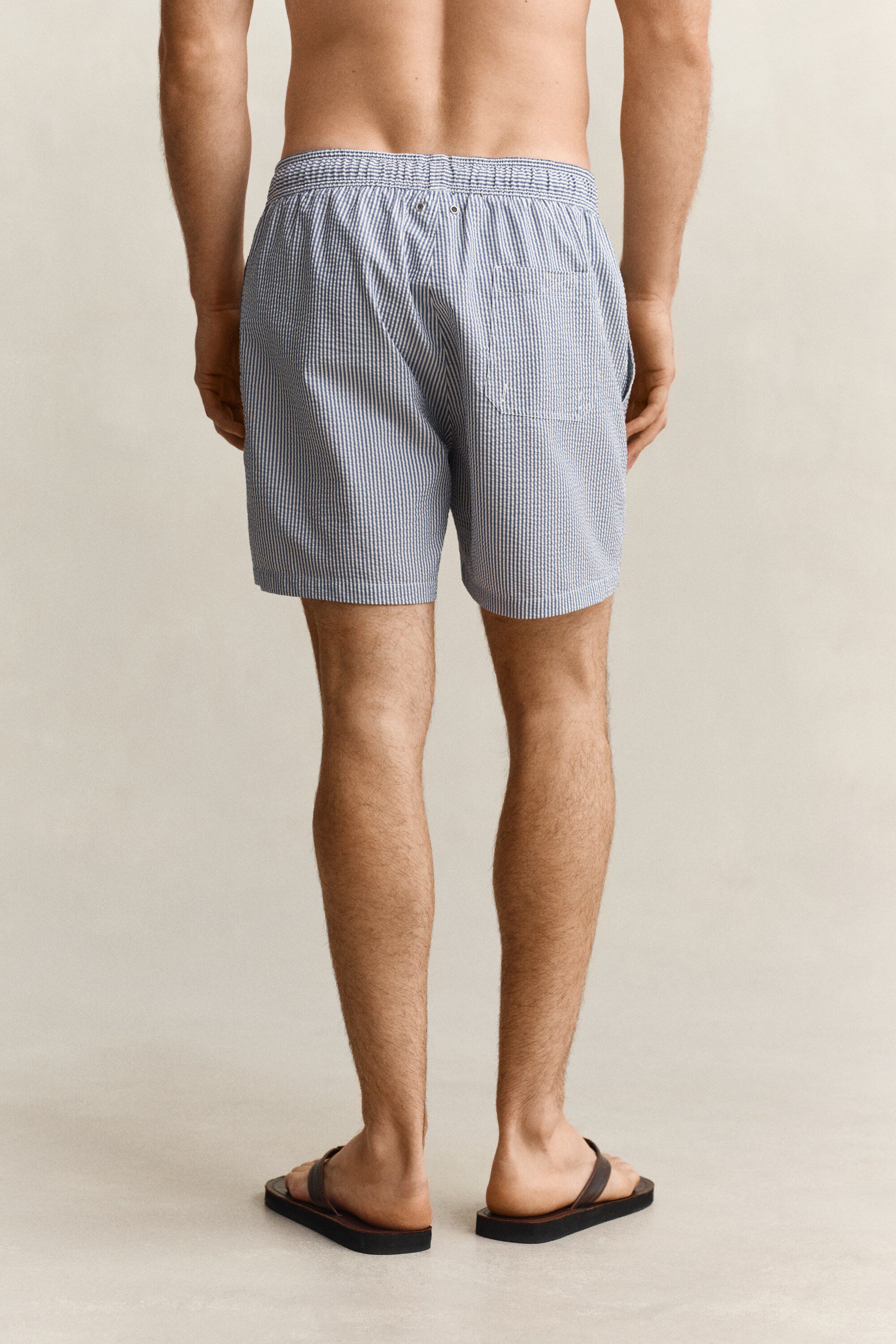 STRIPED SEERSUCKER SWIM SHORTS