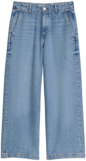 Denim trouser, wide fit, cropped le