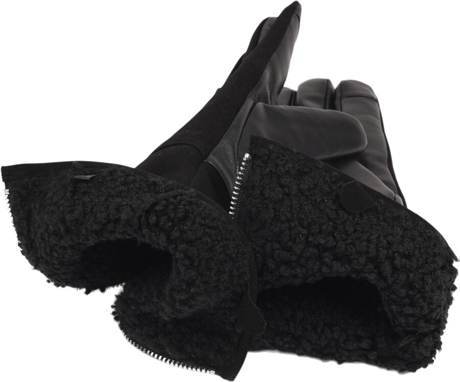 CREMONA - FEMININE ZIP LEATHER GLOVES W/ SHEARLING LINING