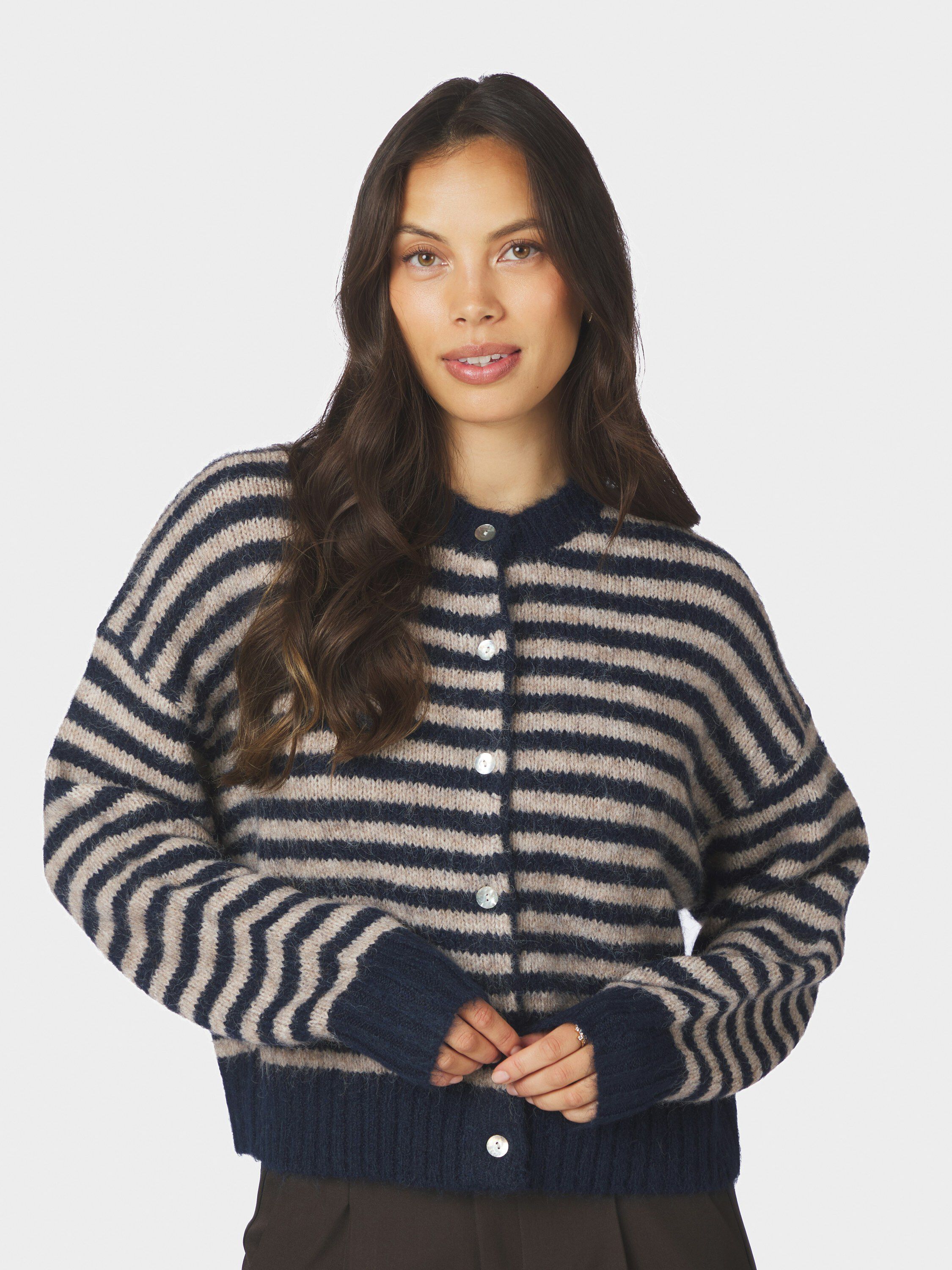 Isana Stripe Fluffy Knit Cardigan