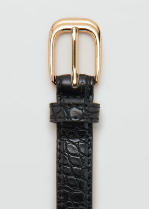 Thin faux crocodile leather belt