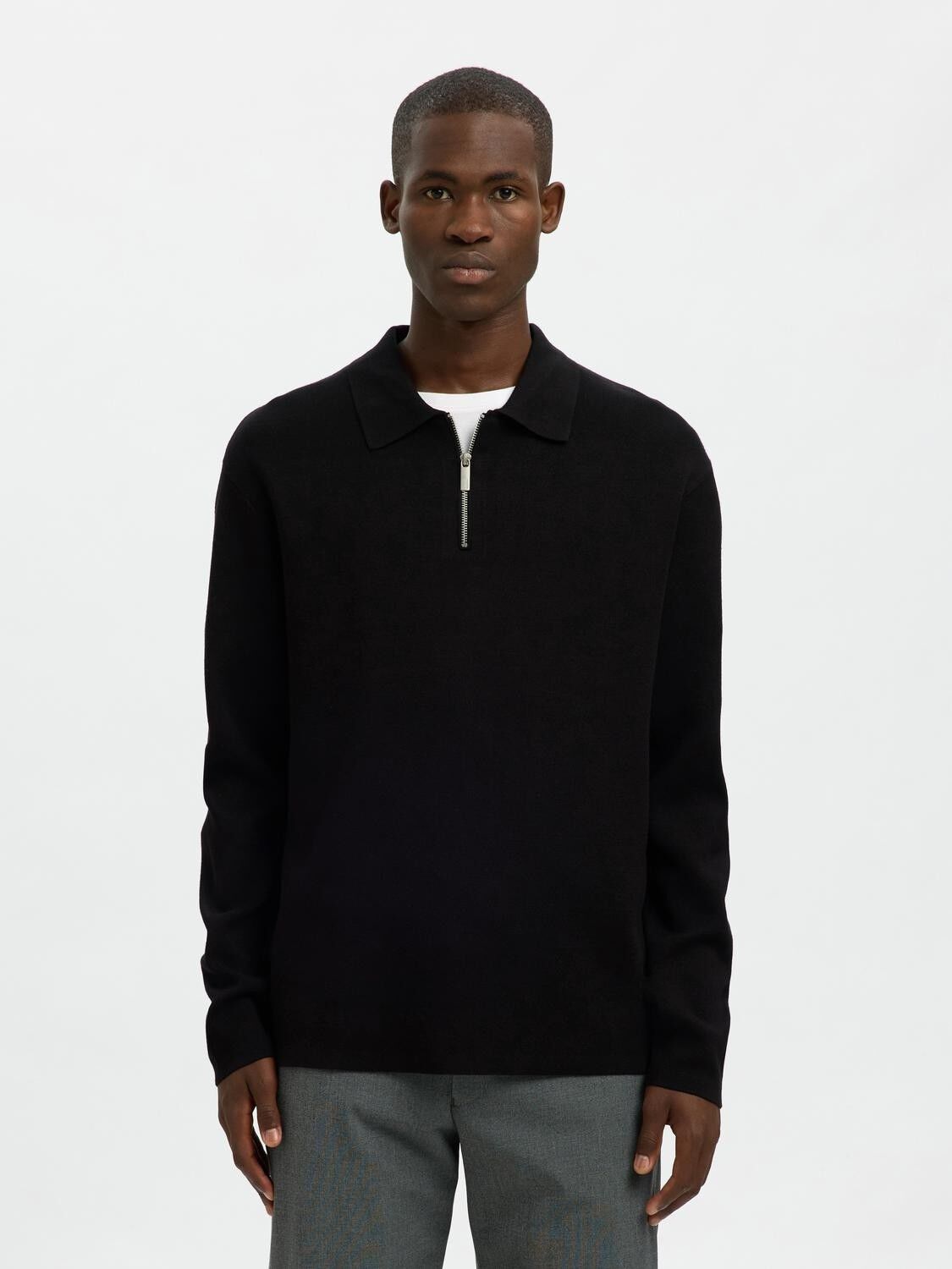 SLHTELLER FN RELAXED HALF ZIP POLO
