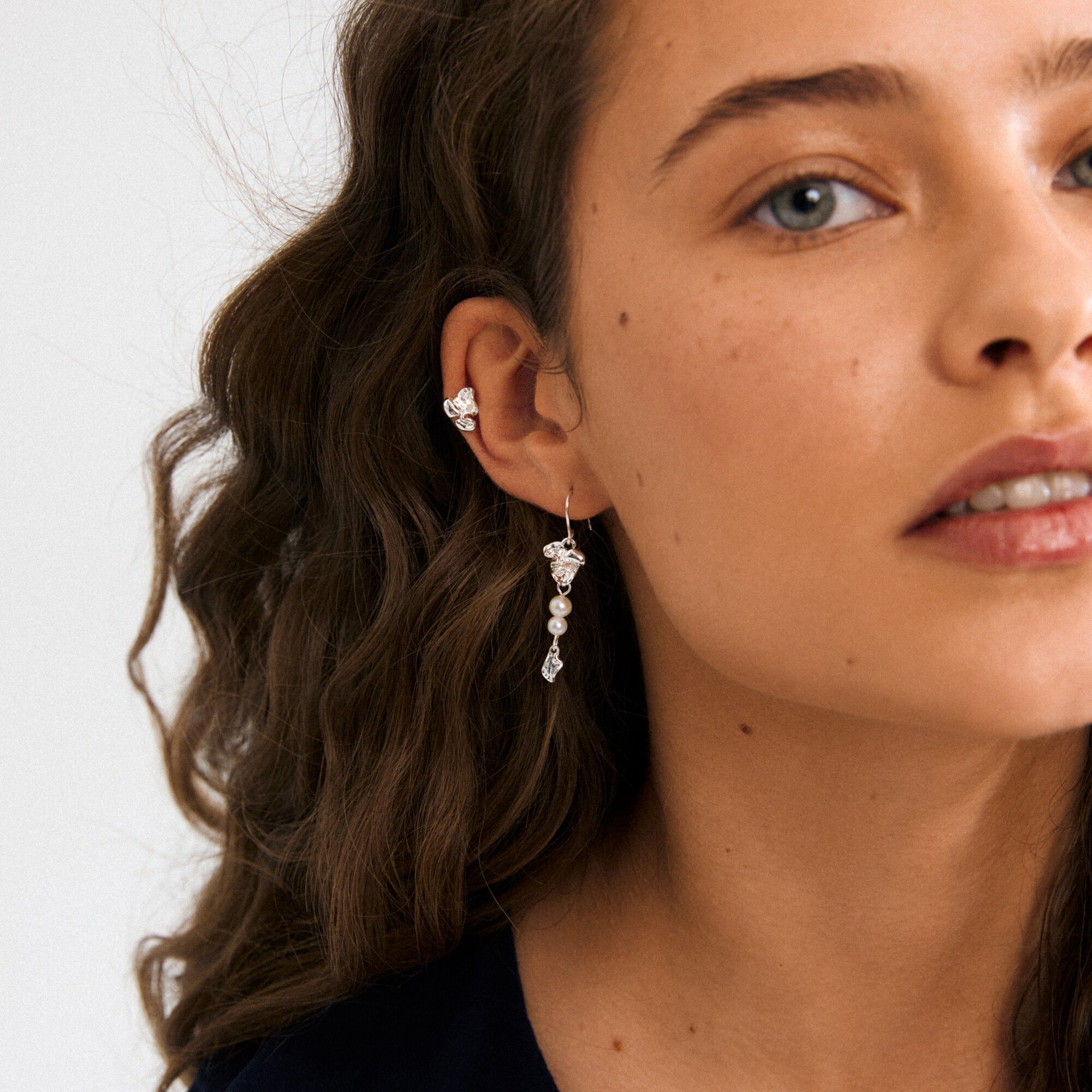 LUIS earrings 2-in-1 set, silver-plated