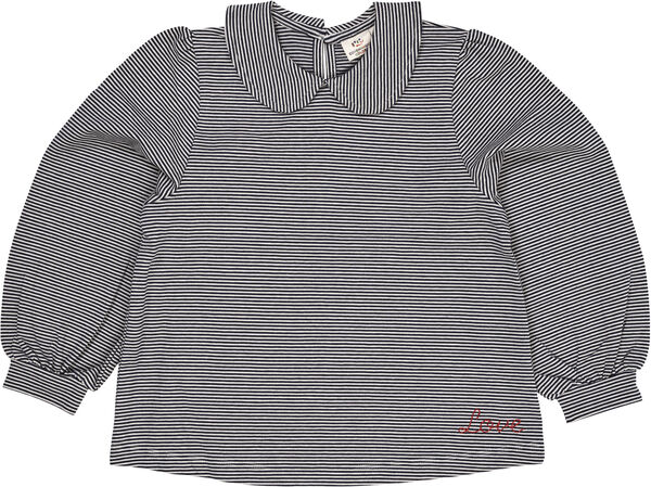 STRIPED BLOUSE W. COLLAR LS
