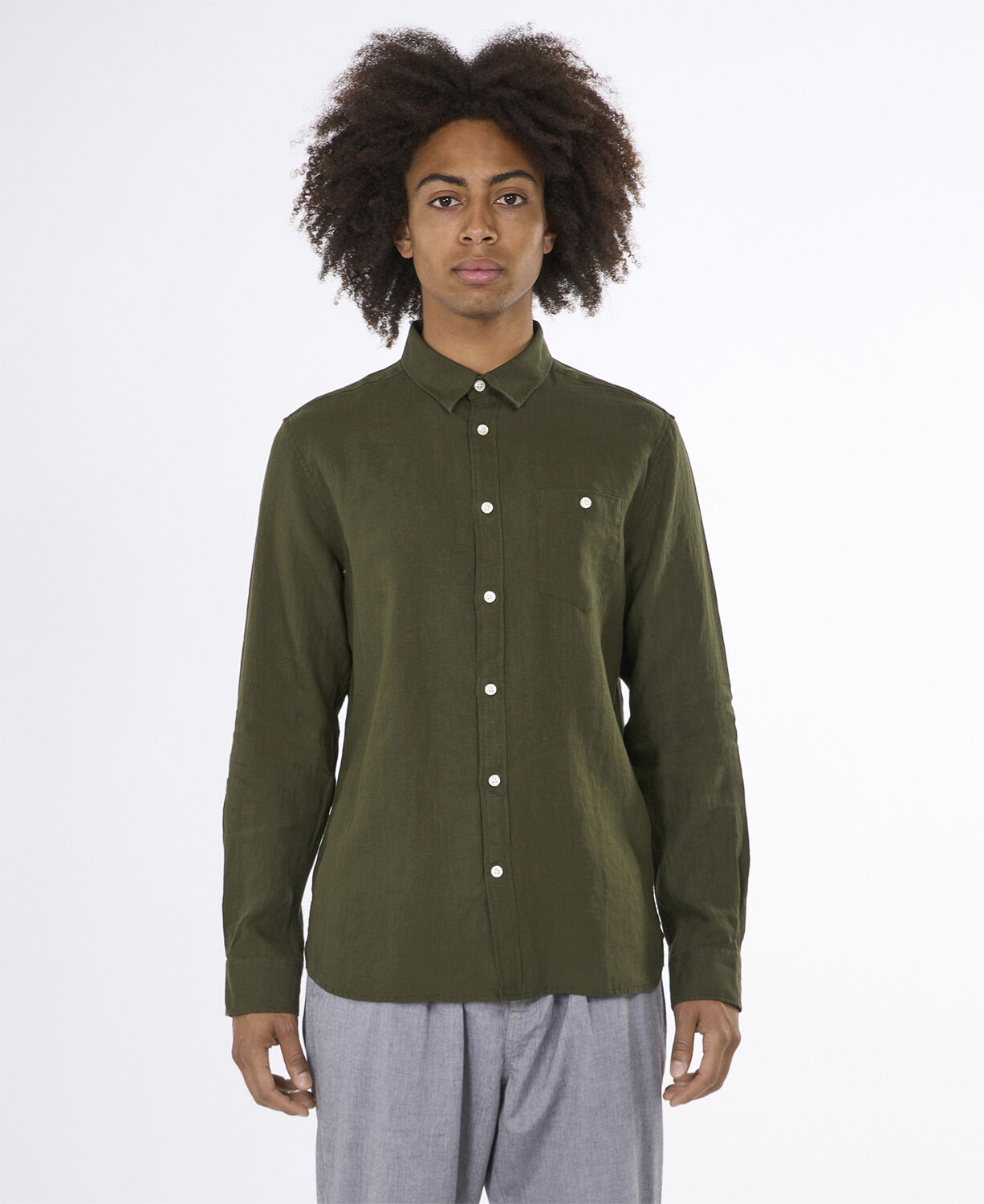 Custom fit linen shirt GOTS/Vegan