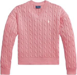 Cable-Knit Cotton V-Neck Sweater Teens