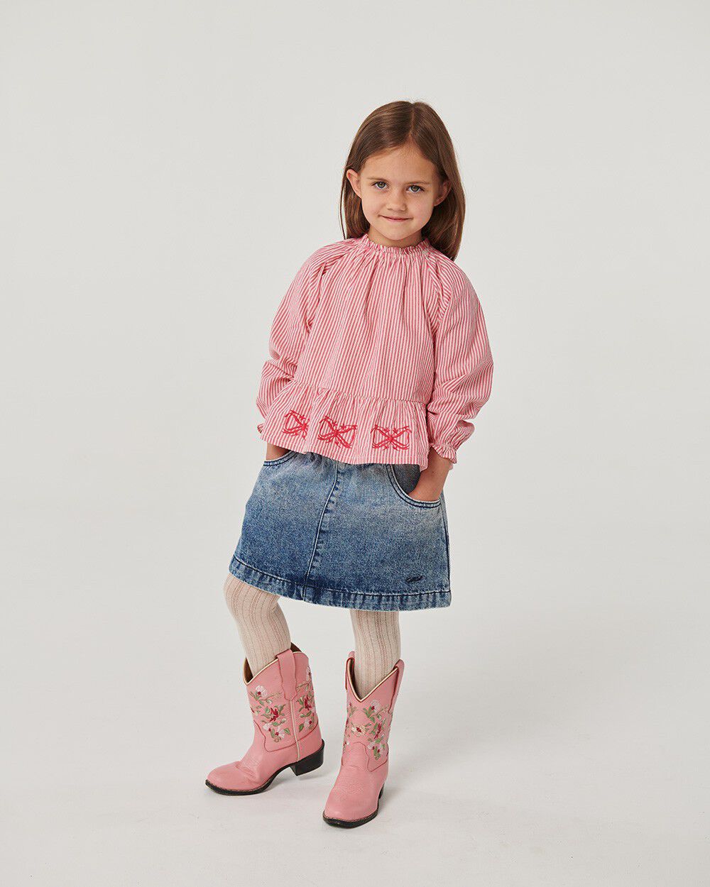 Denim Skirt w. Block Spray