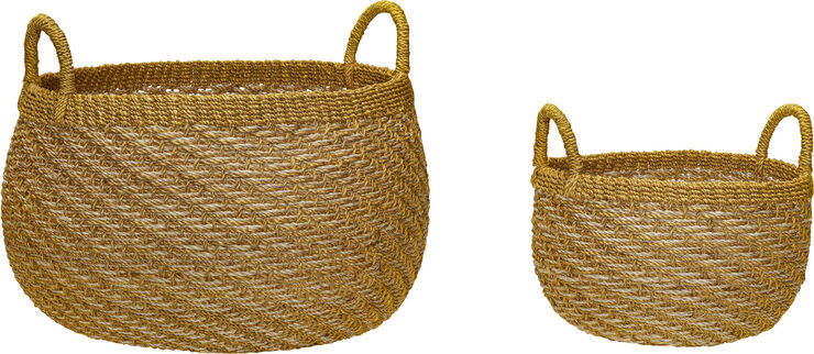 Solar Baskets Natural/Orange set of 2