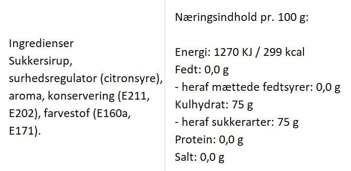 Sirup med smag af syrlig passionsfrugt