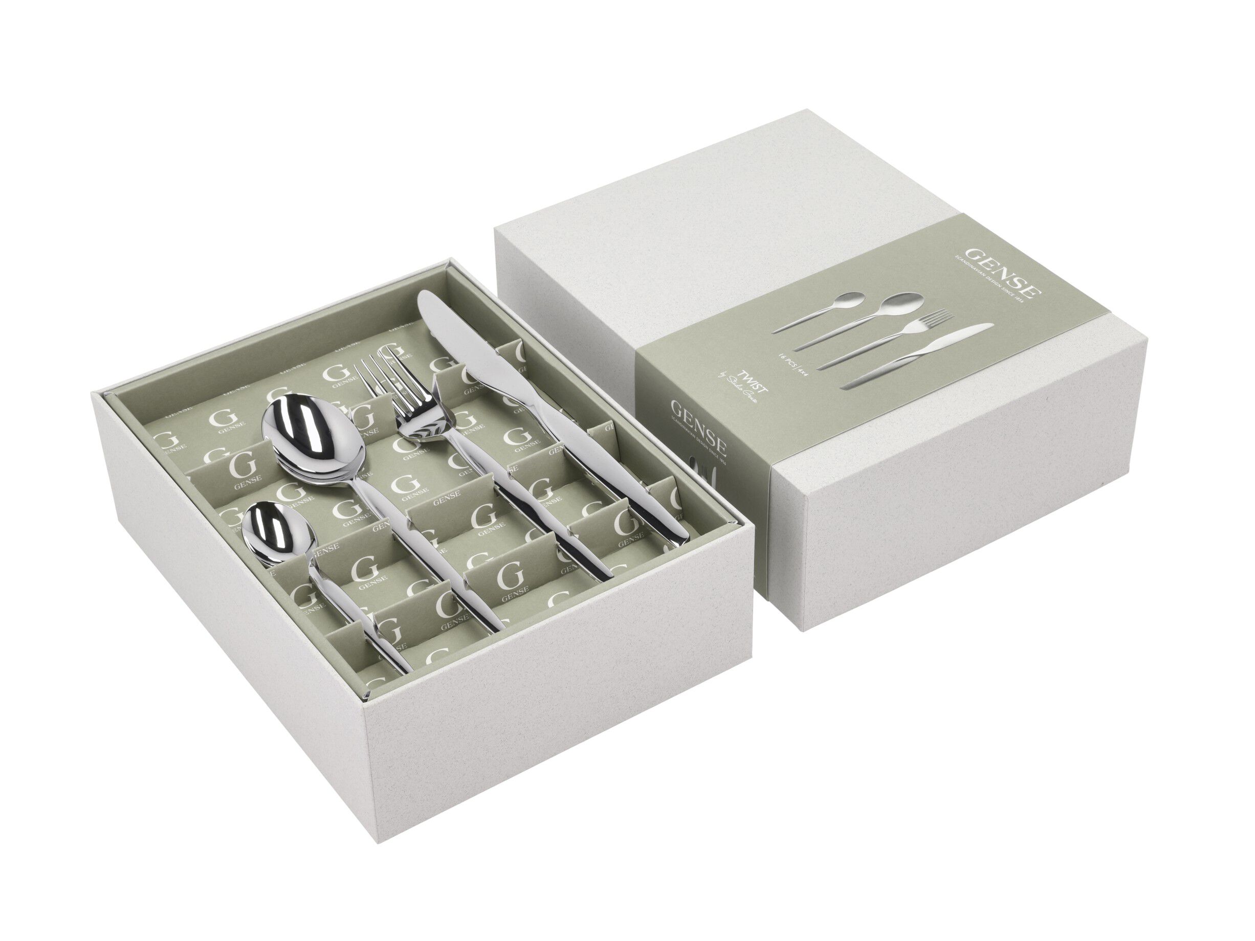 Bestiks&aelig;t Twist 16 dele Blankt st&aring;l