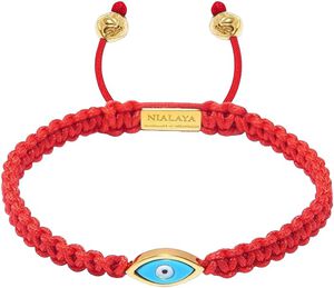 Men's Red String Bracelet with Gold Evil Eye