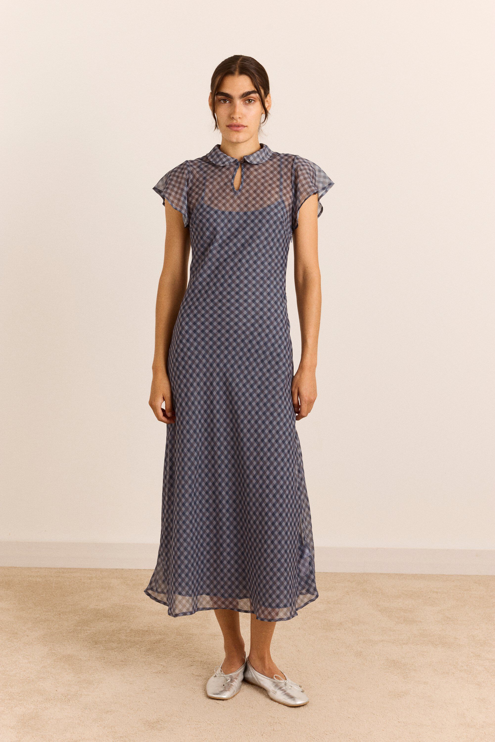 HUDSON MIDI DRESS - SHEER WILLOW GINGHAM