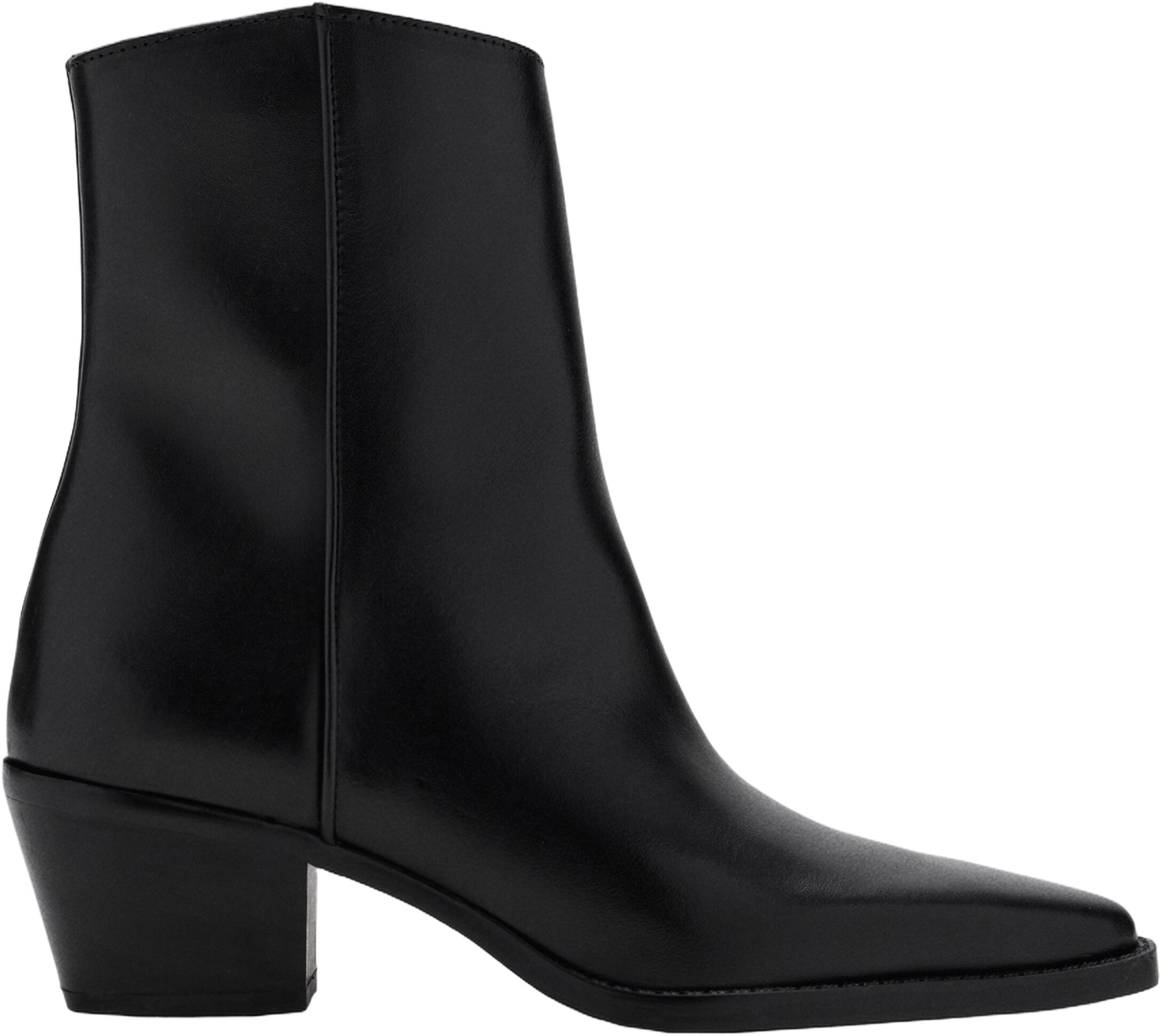 Leather ankle boots with block heel