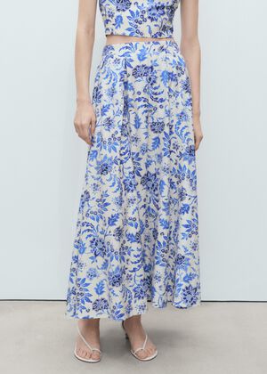 Long floral flared skirt