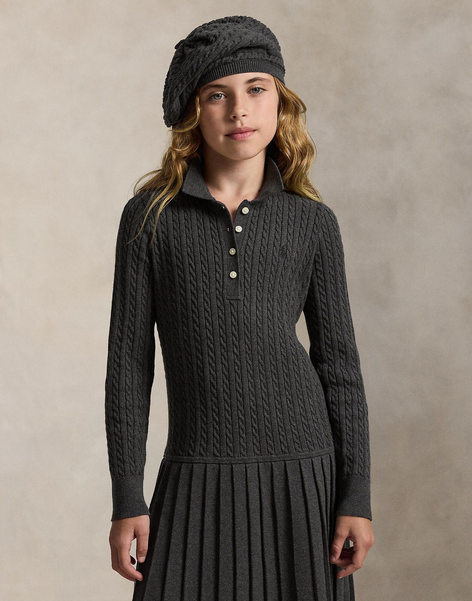 Mini-Cable Polo Sweater Dress Teen