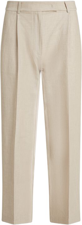 LINEN MIX PLEATED TAPERED PANTS