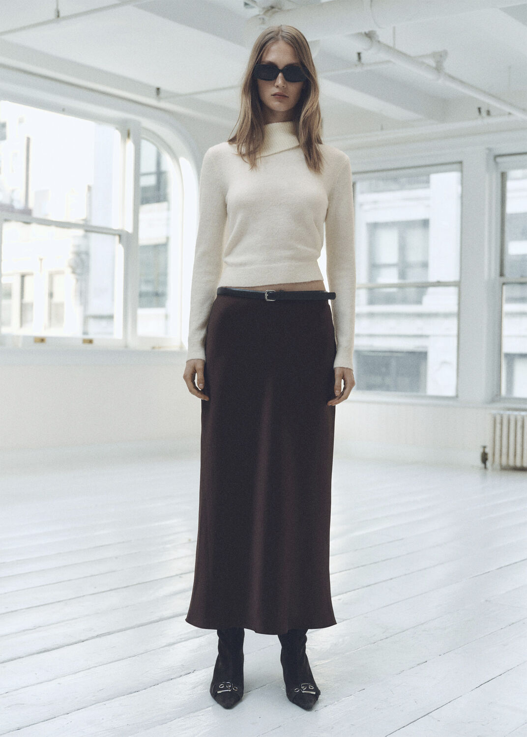 Sweater with wraparound lapel neck