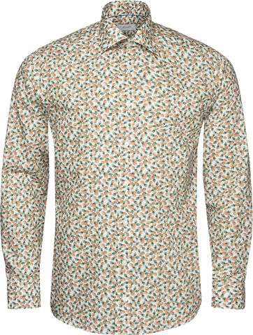Contemporary Fit Orange Pineapple Cotton Tencel Print Shirt
