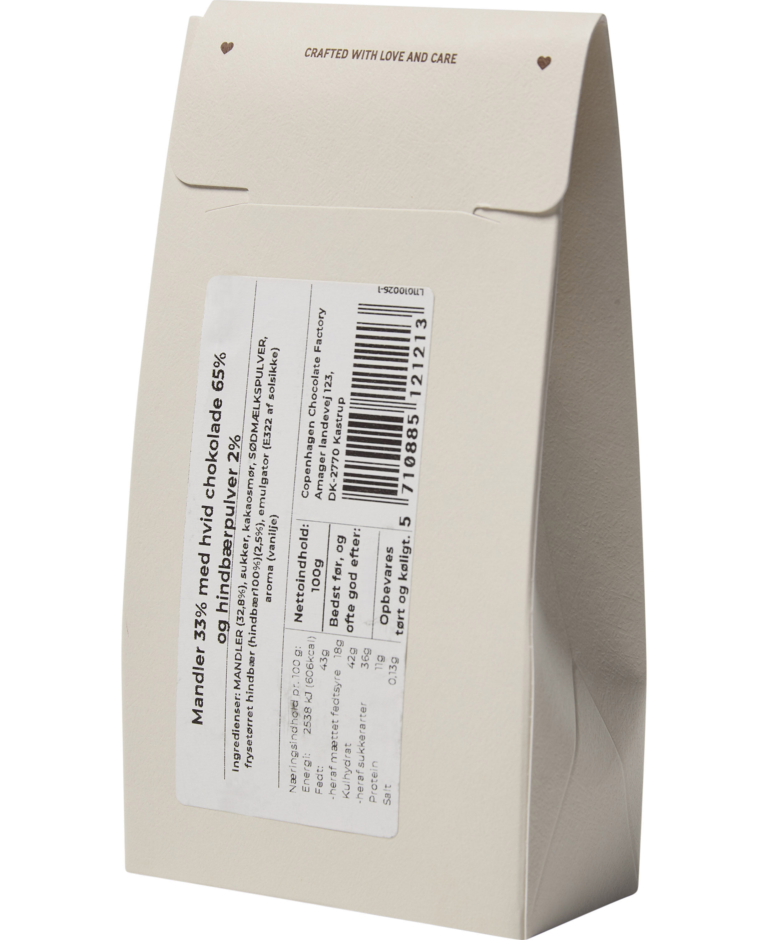 &AElig;ske, Mandeldrag&eacute; m/ hvid chokolade & hindb&aelig;r 100 g