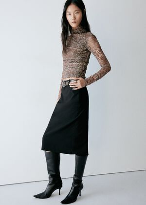 Animal print ruched T-shirt