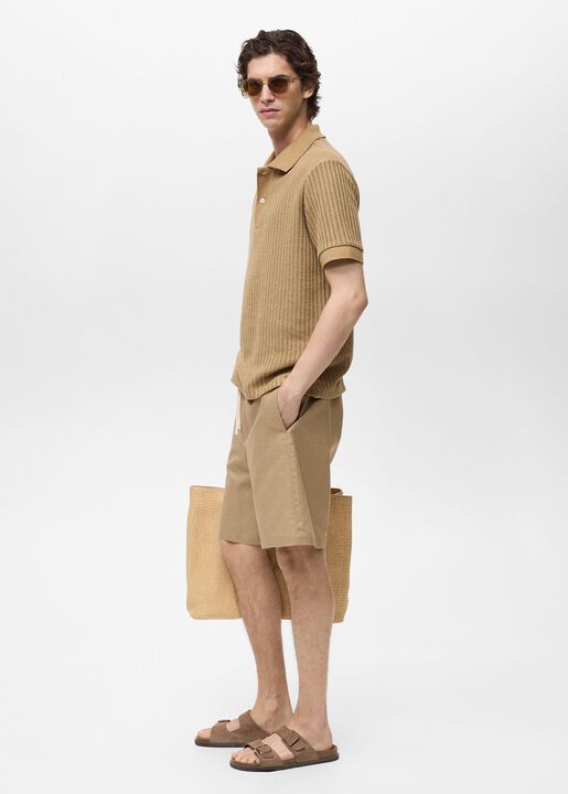 Linen bermuda shorts with drawstrin