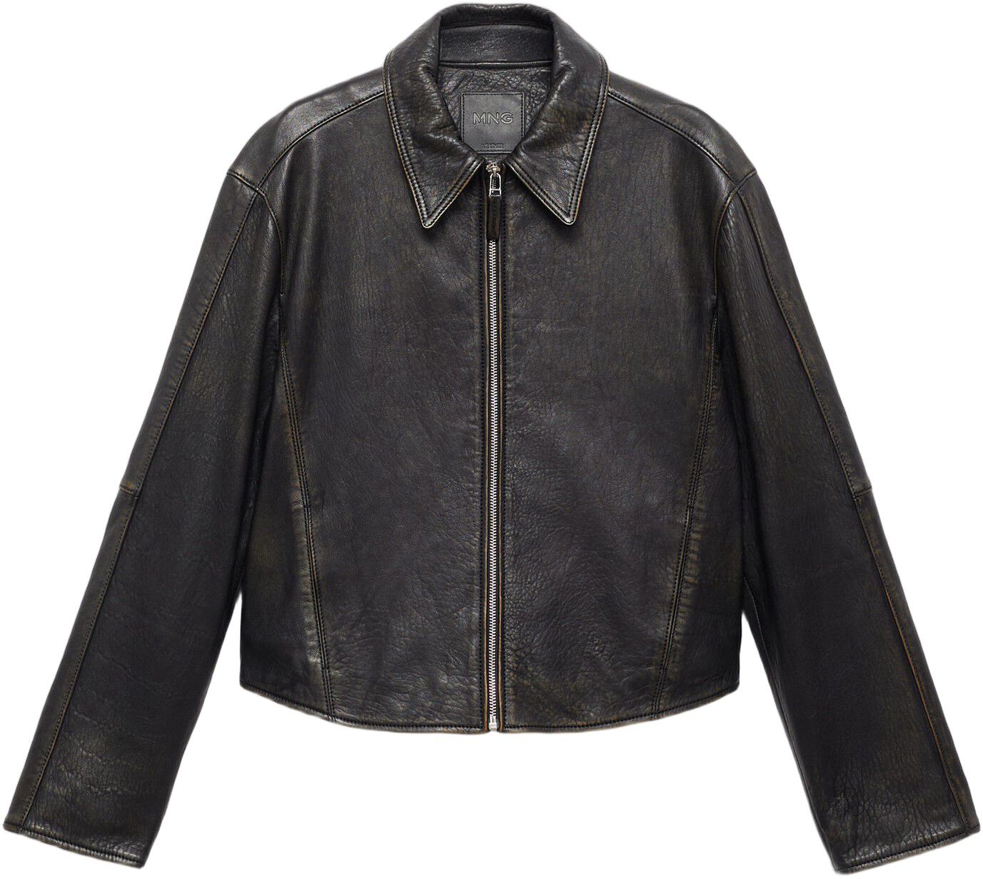 Lapels leather jacket