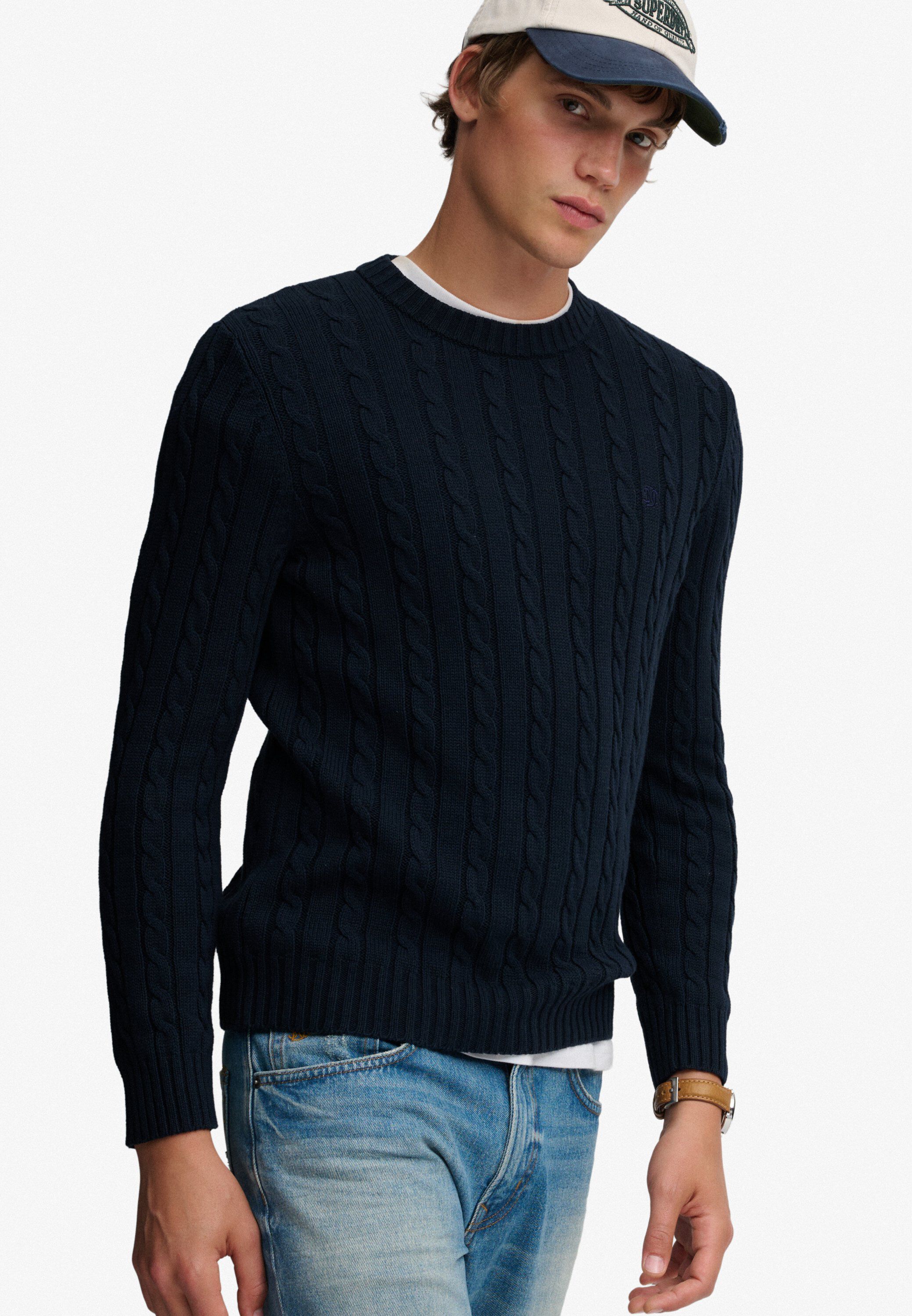 COTTON CABLE KNIT CREW