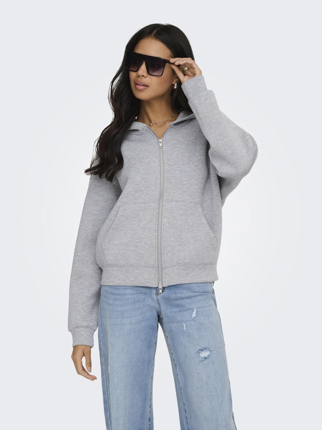 ONLNAOMI L/S TWO-WAY ZIP HOODIE CS