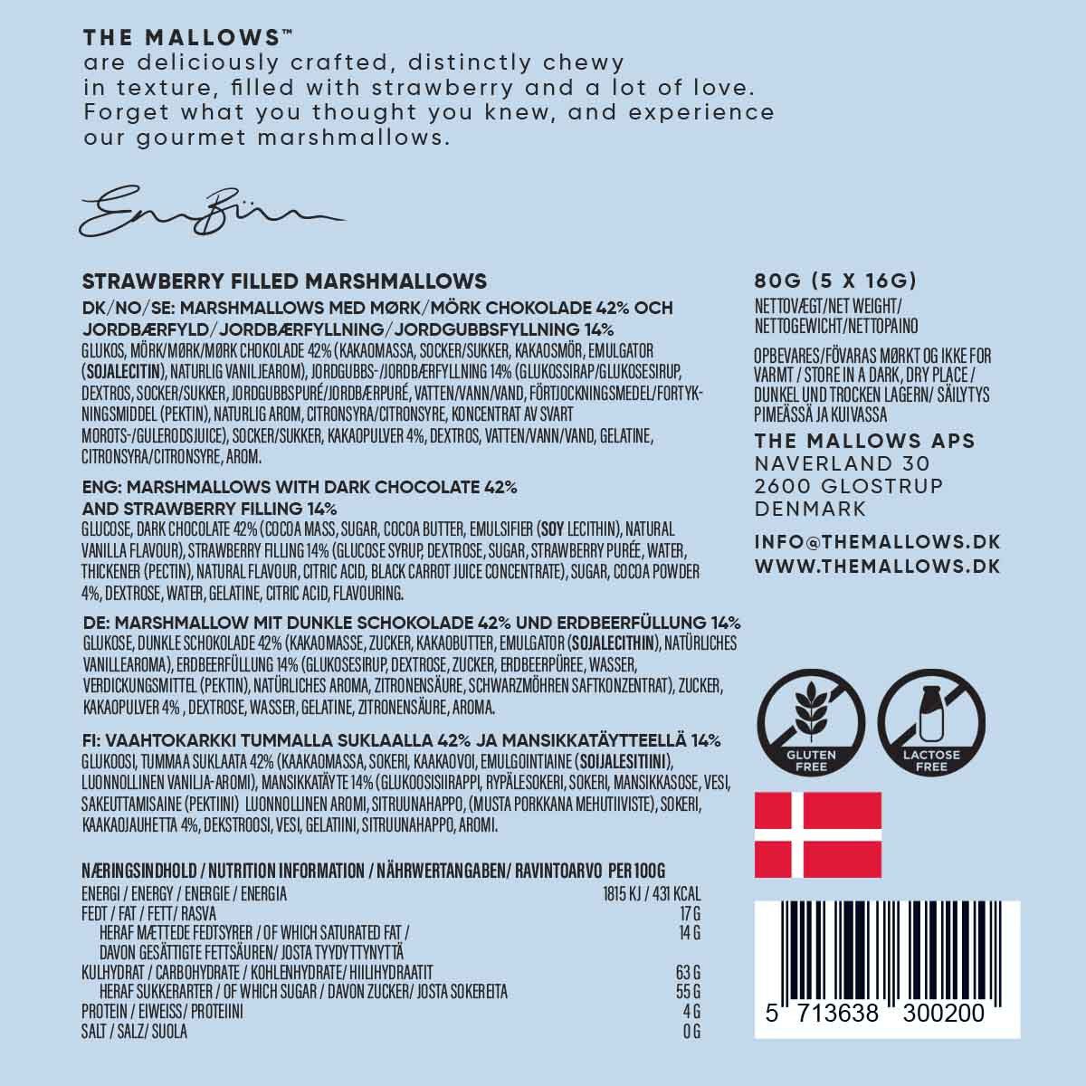 Strawberry Filled Mallows + Fine Cacao & Belgian Dark Chocolate