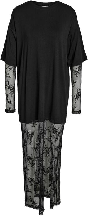 NMTIKA L/S LACE INSERT LONG DRES TN